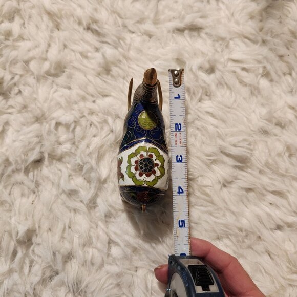 Vintage Cloisonné Elephant Figurine 4" Intricate Enamel Work & Brass Accents - Picture 2 of 10